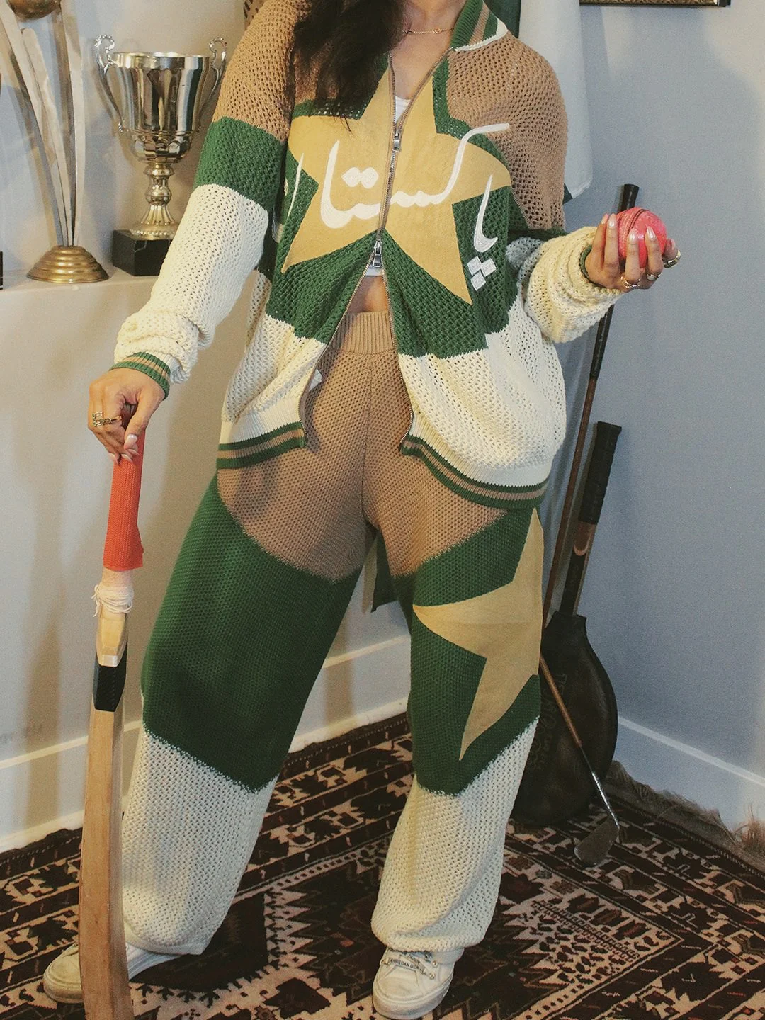Crochet Knitted Pakistan Team Warm-Up Jacket - Image 12
