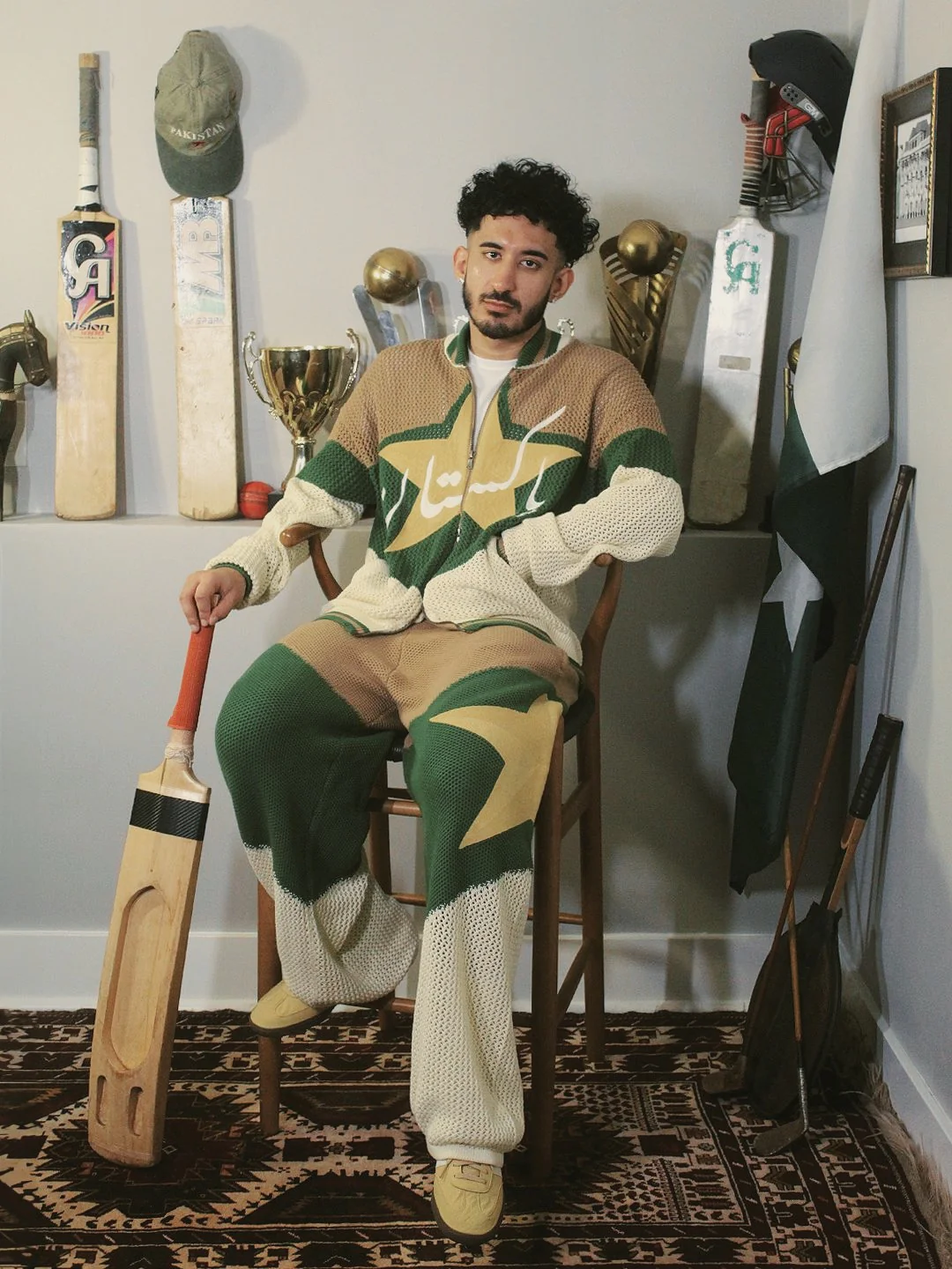 Crochet Knitted Pakistan Team Warm-Up Jacket - Image 9
